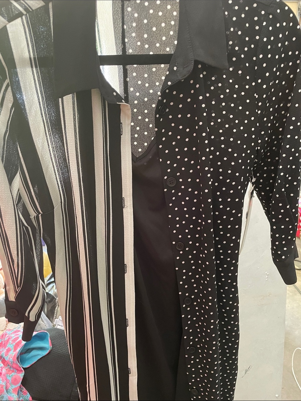 Luxology Black & White Mixed-Print Long Sleeve Dress